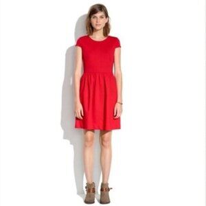 Madewell Short Cap Sleeve Ponte Screenplay Dress Pockets in Red Size Small